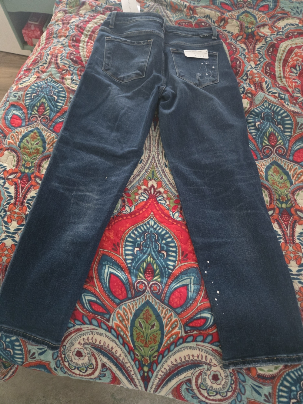 Risen Midrise Tapered Jeans in Dark Blue with Distressed Detail - Picture 8 of 11